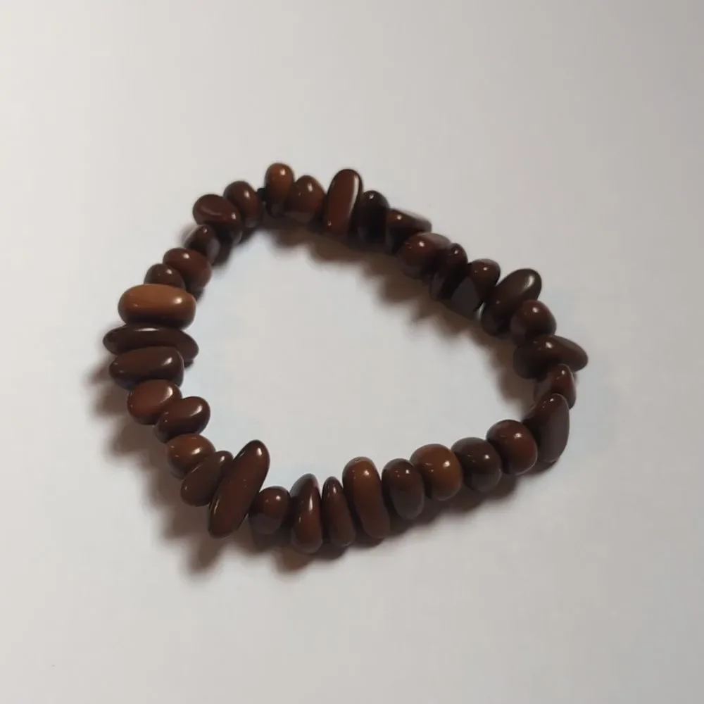 433 Brown Beaded Stretch‎ Bracelet